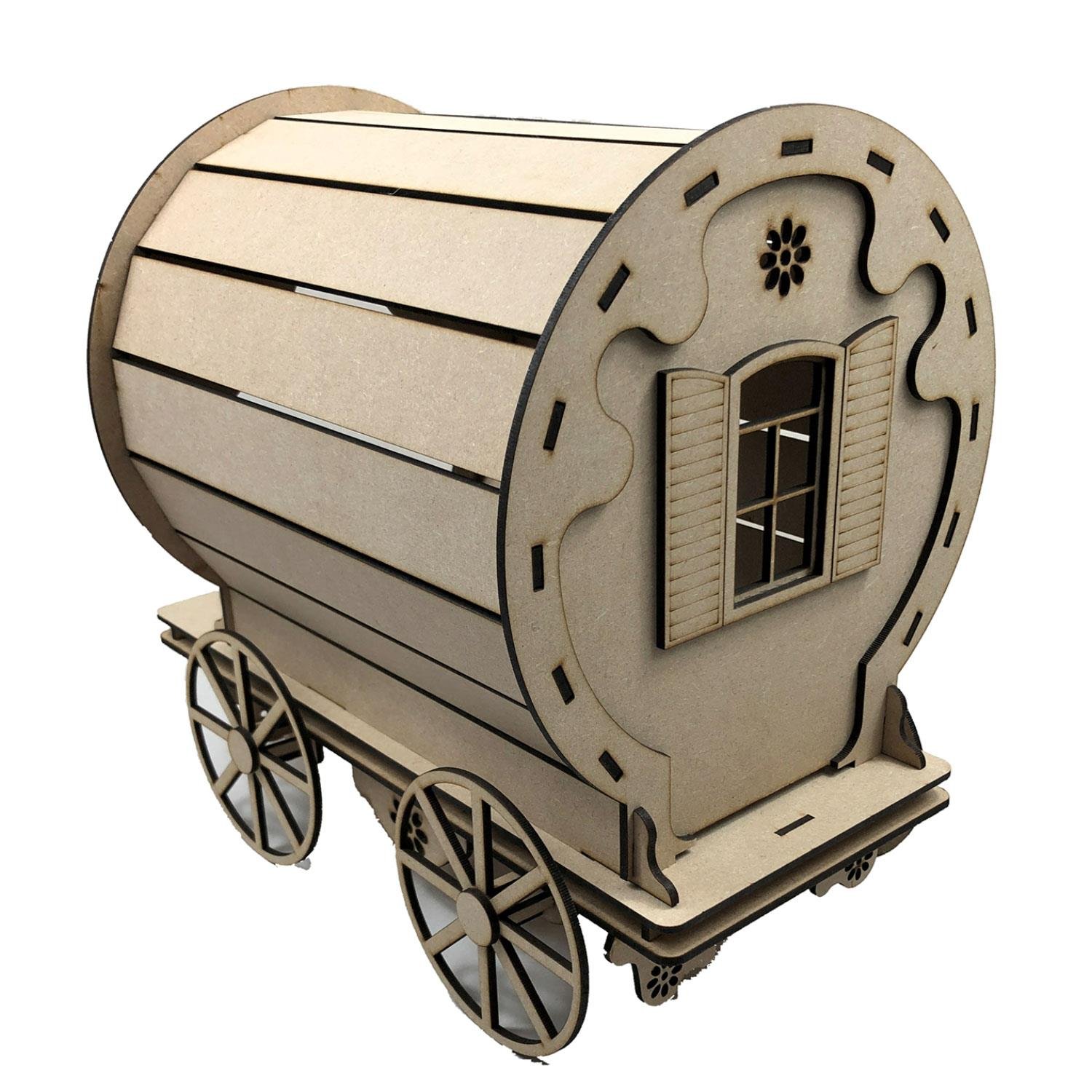 3D DIY Model kit large Gypsy Wagon - Scale approx 1:12 (caravan) - Image 4