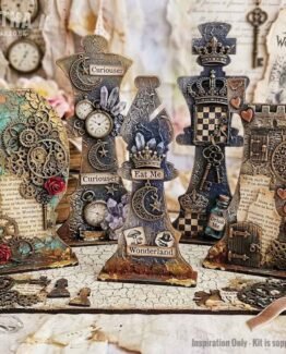 "Wonderland" Standing Chess Piece Plaque Set (includes Knight step by step guide -available to download after purchase)